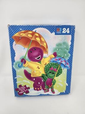 Barney & Baby Bop Rainy Day 24-Piece Kids Jigsaw Puzzle  Milton Bradley